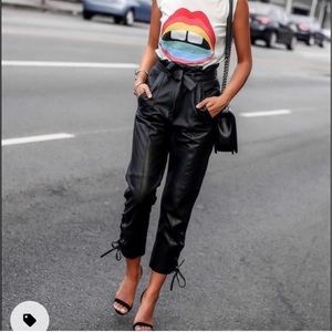 Marissa Webb Kitana Paperwaist Leather Pants Size 2